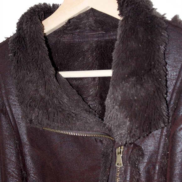 Womens Moto Jacket Asymmetrical Polyester Shell Guess Zippers Sz Medium - Picture 5 of 6